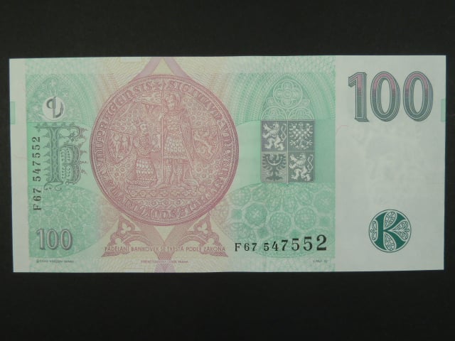 100 Kč 1997 s. F 67, Baj. CZ 18, Pi. 18