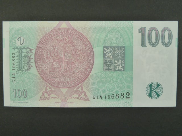 100 Kč 1997 s. G 14, Baj. CZ 18, Pi. 18