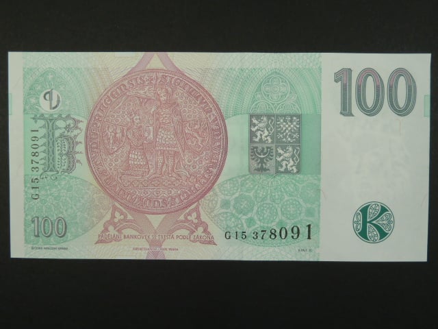 100 Kč 1997 s. G 15, Baj. CZ 18, Pi. 18