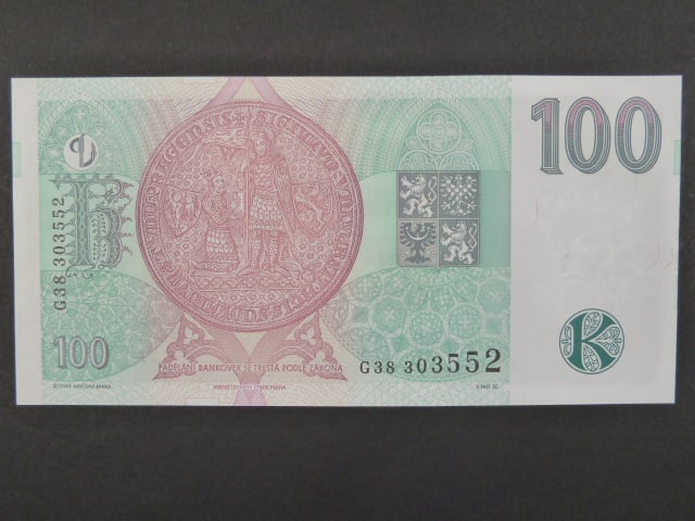 100 Kč 1997 s. G 38, Baj. CZ 18, Pi. 18