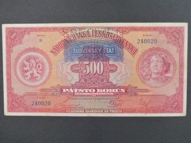 500 Ks 2.5.1929 s pretiskem, serie E, perf. SPECIMEN