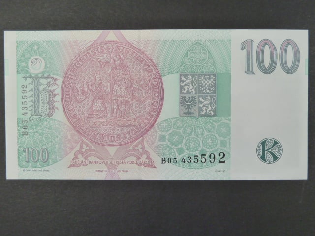 100 Kč 1995 s. B 05, chybotisk "bez průsvitky", Baj. CZ 12