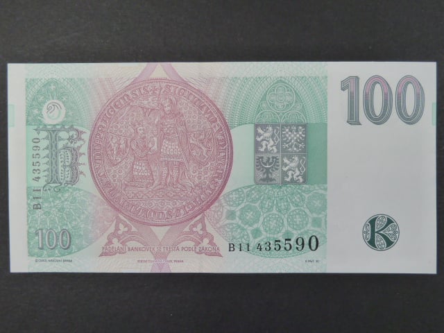 100 Kč 1995 s. B 11, chybotisk "bez průsvitky", Baj. CZ 12