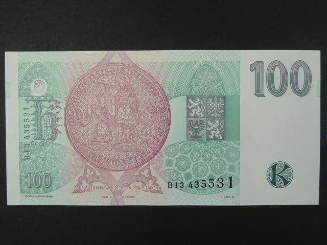 100 Kč 1995 s. B 13, chybotisk "bez průsvitky", Baj. CZ 12