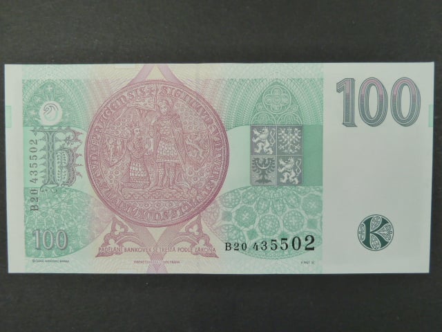 100 Kč 1995 s. B 20, chybotisk "bez průsvitky", Baj. CZ 12