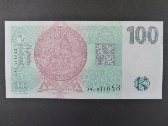 100 Kč 1997 s. G 41, Baj. CZ 18, Pi. 18