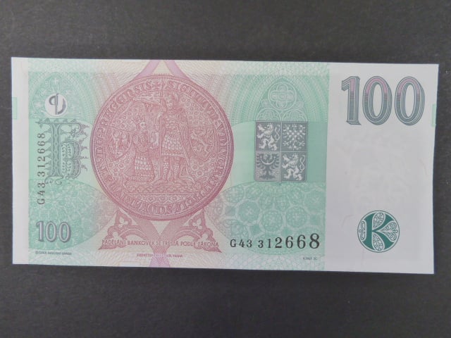 100 Kč 1997 s. G 43, Baj. CZ 18, Pi. 18