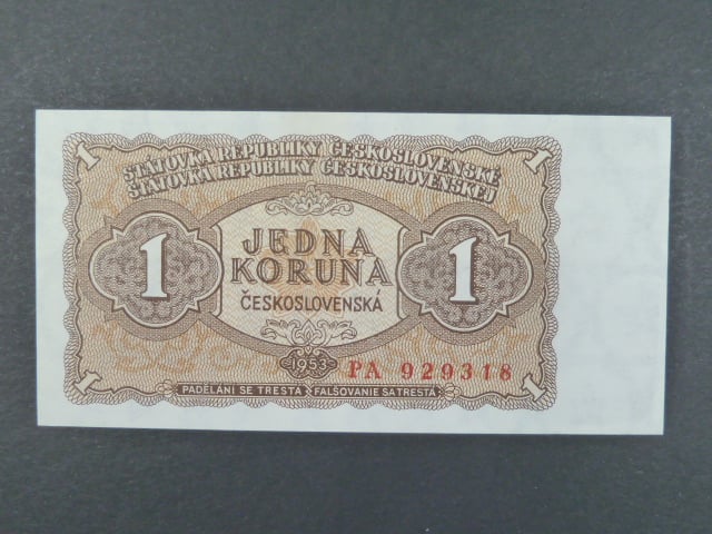 1 Kčs 1953 série PA, tiskárna STC Praha