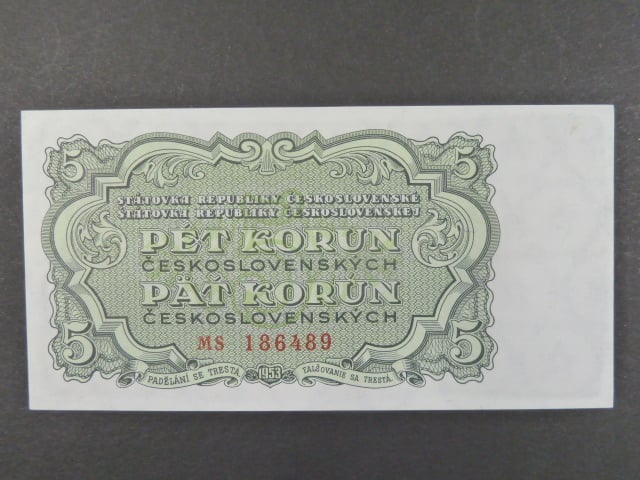 5 Kčs 1953 série MS, tiskárna STC Praha
