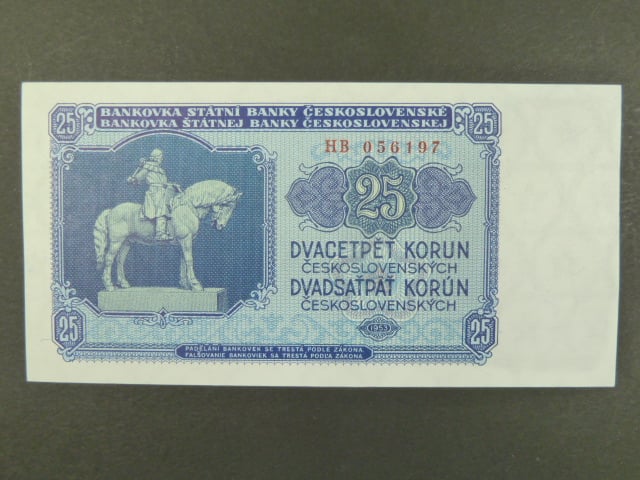 25 Kčs 1953 série HB, tiskárna STC Praha