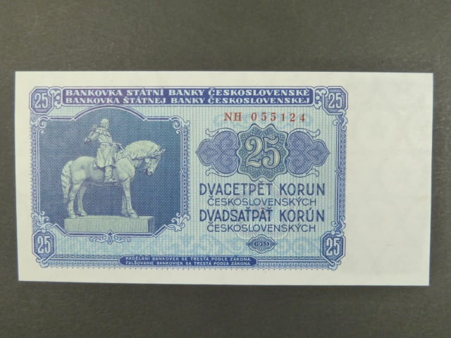25 Kčs 1953 série NH, tiskárna STC Praha