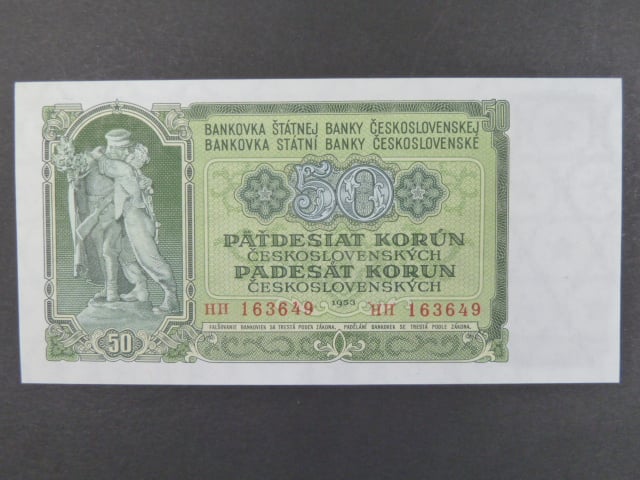 50 Kčs 1953 série HH, tiskárna STC Praha