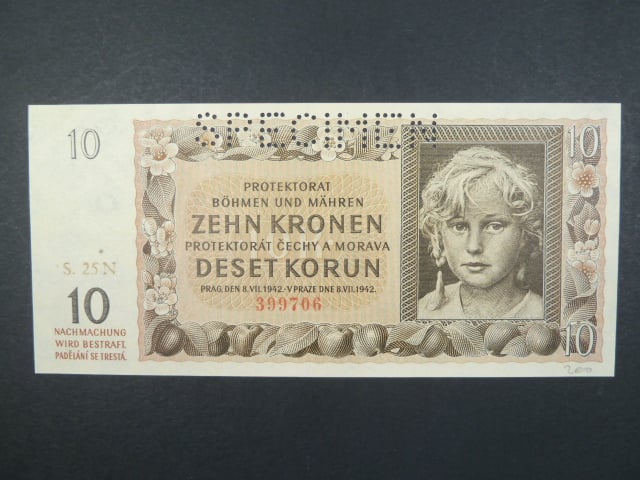 10 K 8.7.1942, série 25 N, perf. SPECIMEN