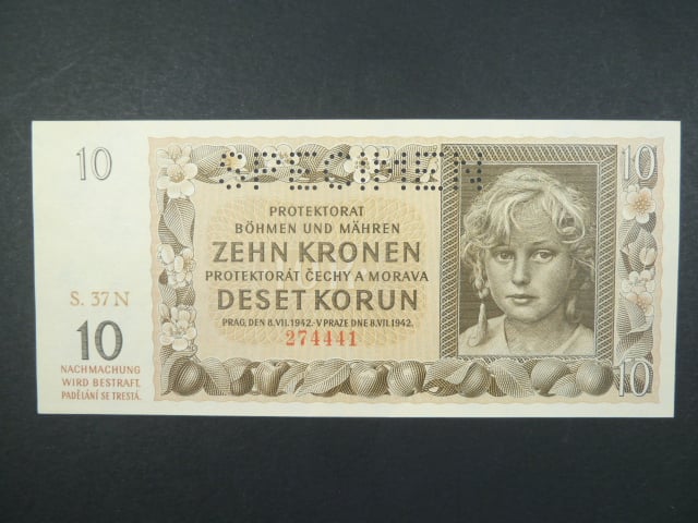 10 K 8.7.1942, série 37 N, perf. SPECIMEN
