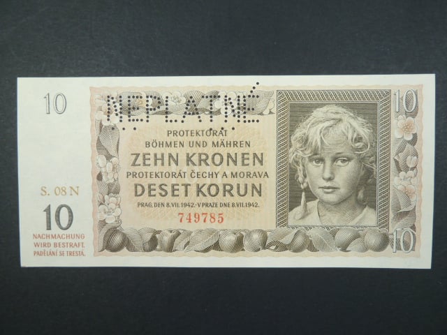 10 K 8.7.1942, série 08 N, perf. NEPLATNÉ