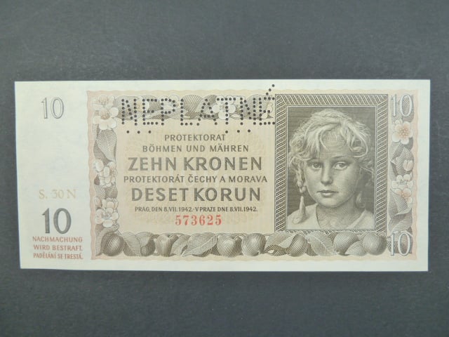 10 K 8.7.1942, série 30 N, perf. NEPLATNÉ