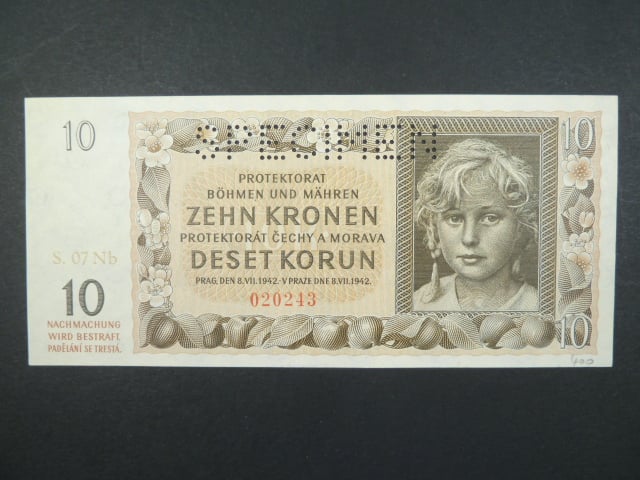 10 K 8.7.1942, série 07 Nb, perf. SPECIMEN