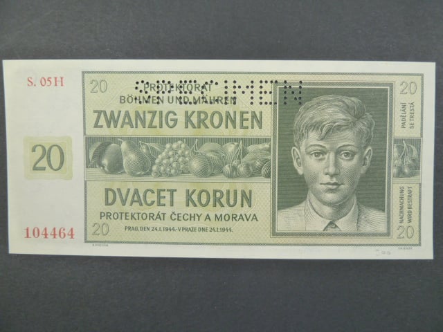 20 K 24.1.1944, série 05 H, perf. SPECIMEN