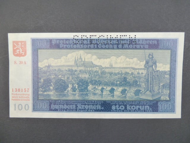 100 K 1940, série 20 A II. vydání, perf. SPECIMEN
