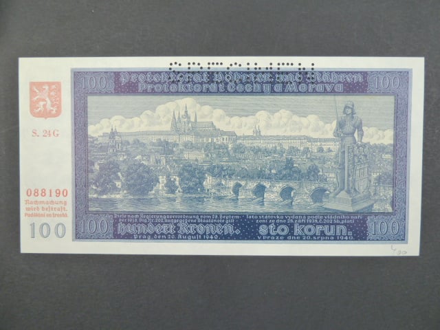 100 K 1940, série 24 G II. vydání, perf. SPECIMEN