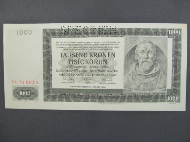 1000 K 24.10.1942 série Ea, II. vydání, perf. SPECIMEN