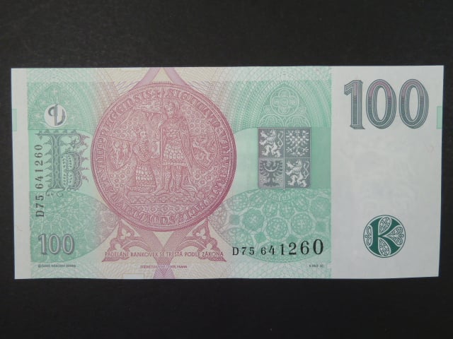 100 Kč 1997 s. D 75, Baj. CZ 18, Pi. 18
