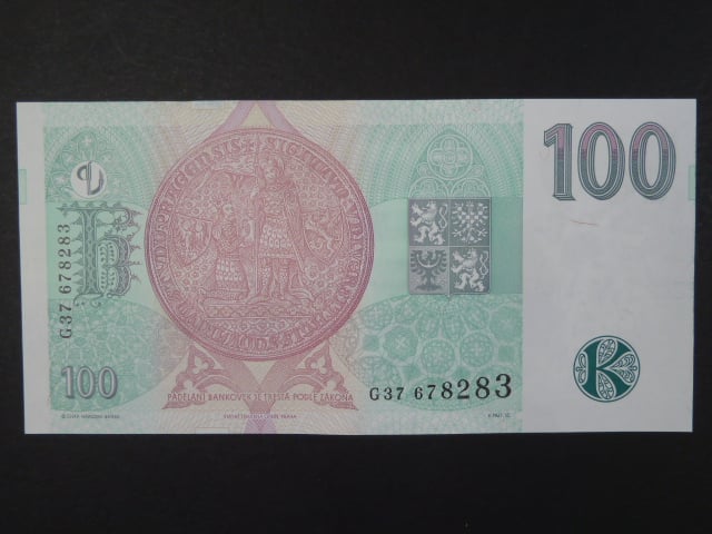 100 Kč 1997 s. G 37, Baj. CZ 18, Pi. 18