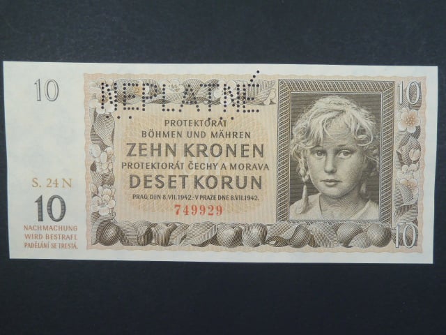 10 K 8.7.1942, série 24 N, perf. NEPLATNÉ