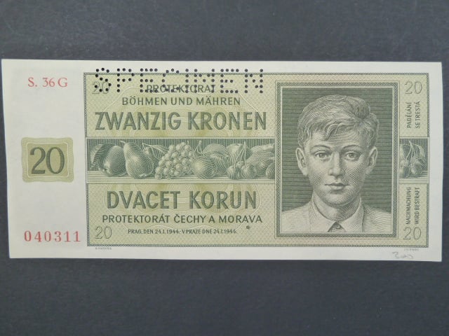 20 K 24.1.1944, série 36 G, perf. SPECIMEN