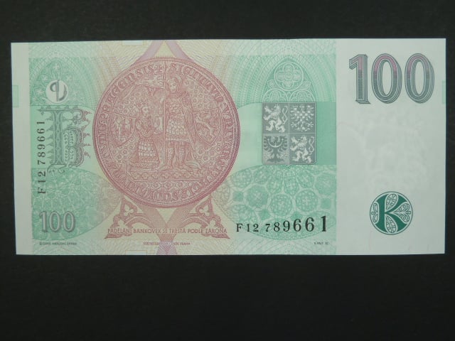 100 Kč 1997 s. F 12, Baj. CZ 18, Pi. 18