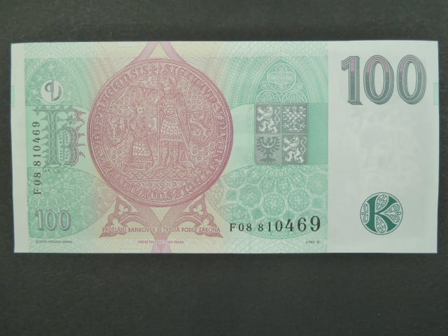 100 Kč 1997 s. F 08, Baj. CZ 18, Pi. 18