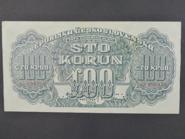 100 K 1944 série AC, číslovač 6b, perf. SPECIMEN