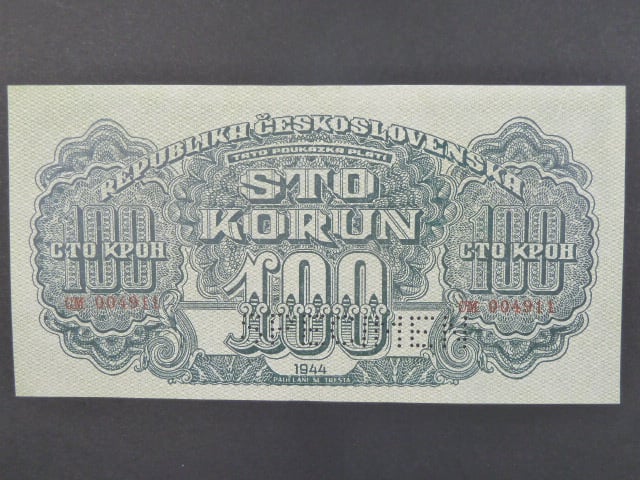100 K 1944 série CM, číslovač 6b, perf. SPECIMEN