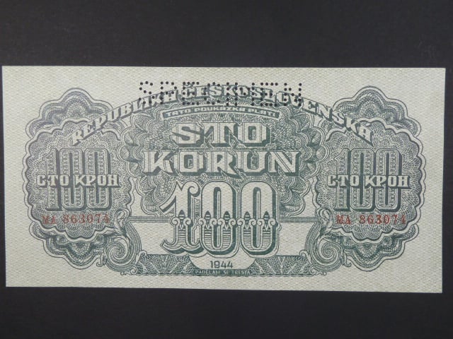 100 K 1944 série MA, číslovač 6b, perf. SPECIMEN