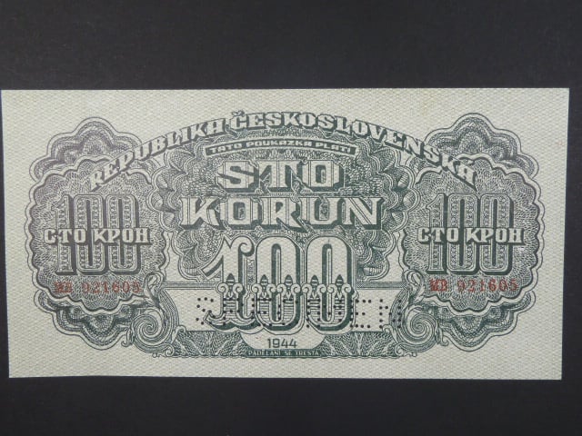 100 K 1944 série MB, číslovač 6b, perf. SPECIMEN