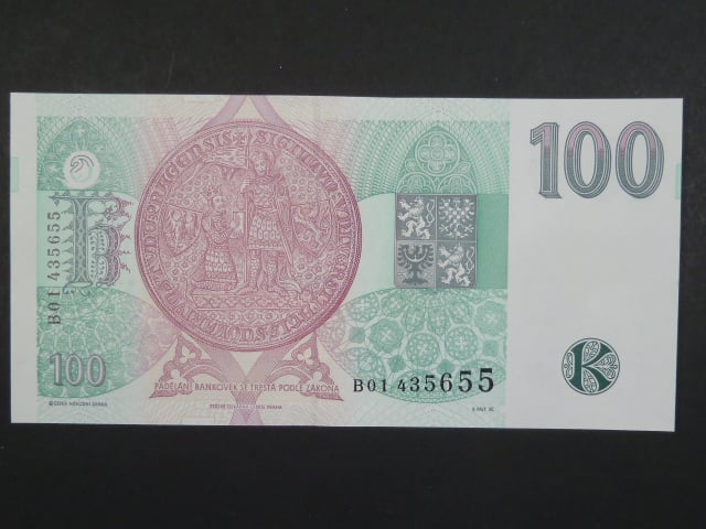 100 Kč 1995 s. B 01, chybotisk "bez průsvitky", Baj. CZ 12