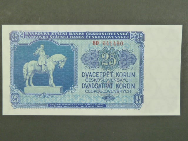 25 Kčs 1953 série BD, tiskárna Goznak Moskva