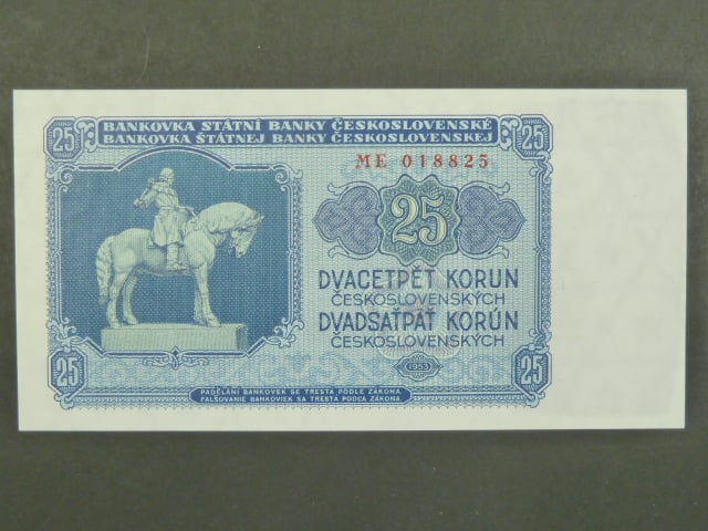25 Kčs 1953 série ME, tiskárna STC Praha