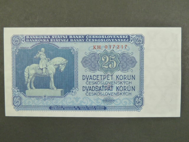 25 Kčs 1953 série KH, tiskárna STC Praha