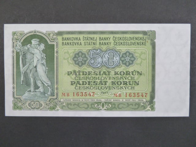 50 Kčs 1953 série MB, tiskárna STC Praha