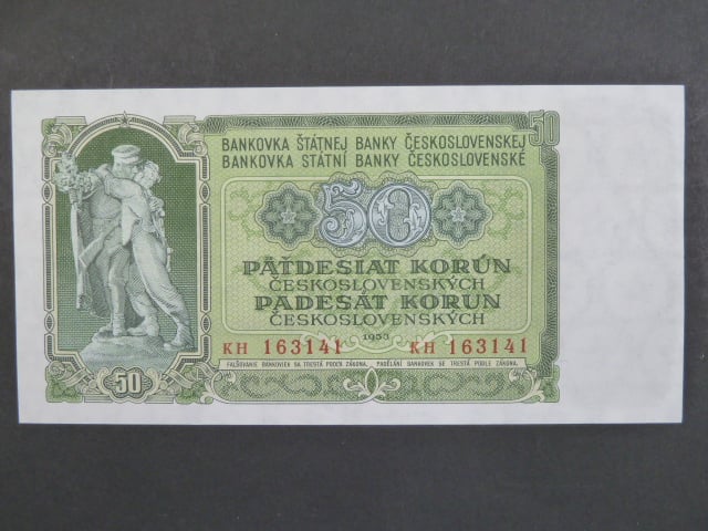 50 Kčs 1953 série KH, tiskárna STC Praha