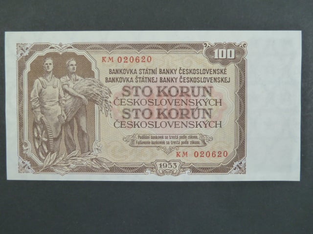 100 Kčs 1953 série KM, tiskárna STC Praha
