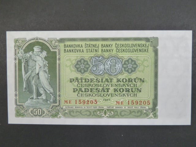 50 Kčs 1953 série ME, tiskárna STC Praha