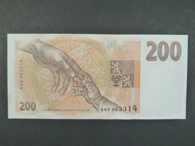 200 Kč 1993 s. A 49 proužek Kčs, Baj. CZ 6a, Pi. 6a