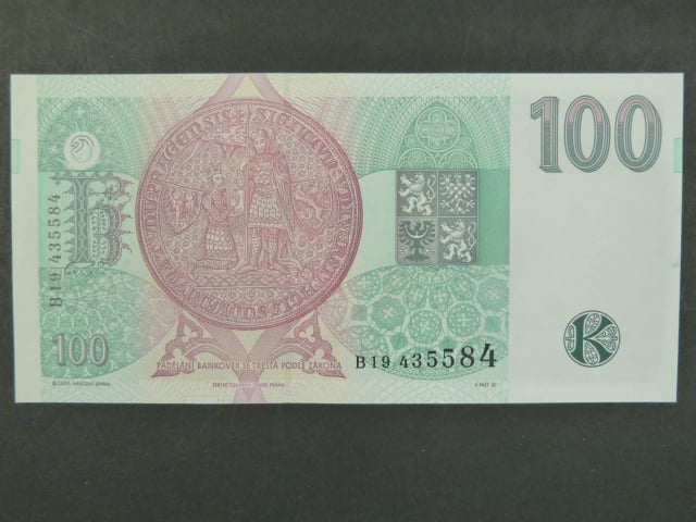 100 Kč 1995 s. B 19, chybotisk "bez průsvitky", Baj. CZ 12