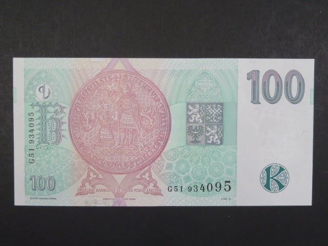 100 Kč 1997 s. G 51, Baj. CZ 18, Pi. 18