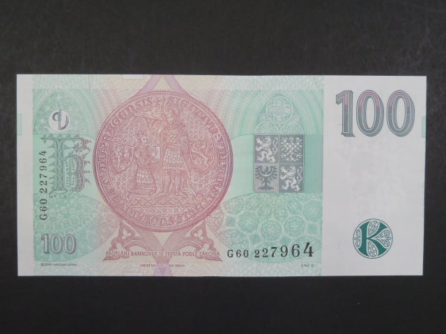 100 Kč 1997 s. G 60, Baj. CZ 18, Pi. 18