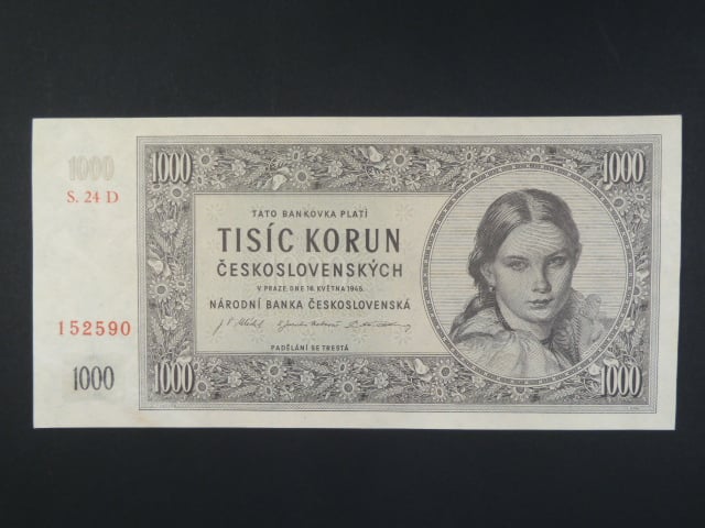 1000 Kčs 16.5.1945 série D 24