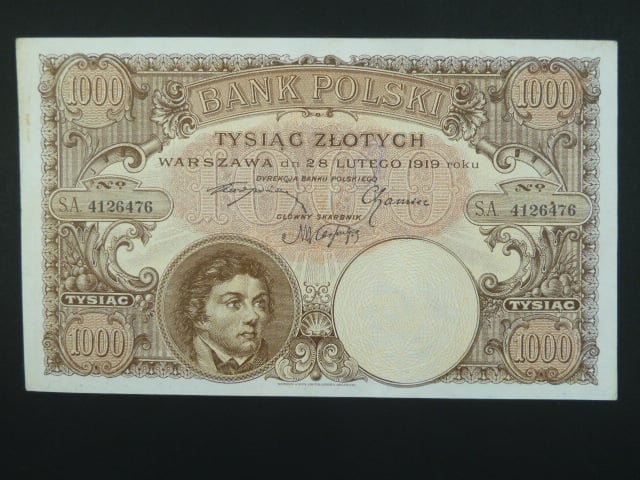 Polsko, 1000 Zlotych 28.2.1919 nevydaná, Pi. 59