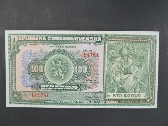 100 Kč 14.1.1920 série Ao, Ba. 16b, Pi. 17b